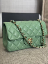 Load image into Gallery viewer, Chanel series 31 21C collection 2020/2021 Pastel Mint Green Lambskin Champagne GHW Mini Rectangular Flap Bag
