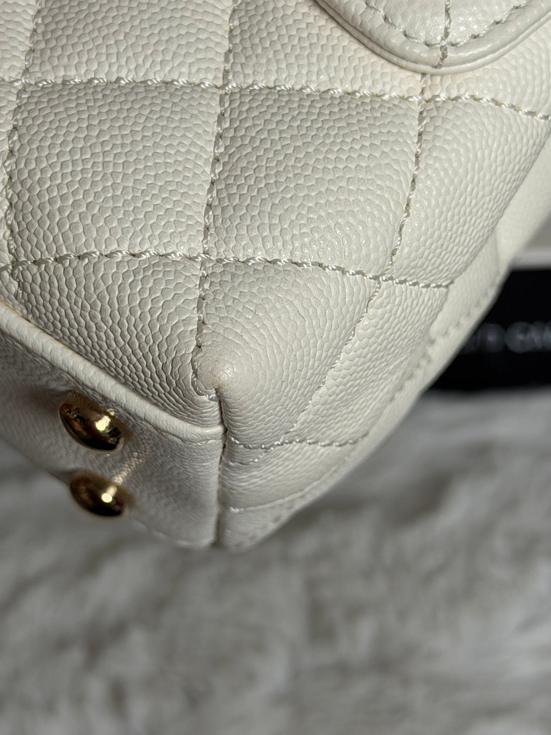 CHANEL White Caviar LGHW Coco Handle Flap Bag Size SMALL with detachable Strap Microchipped