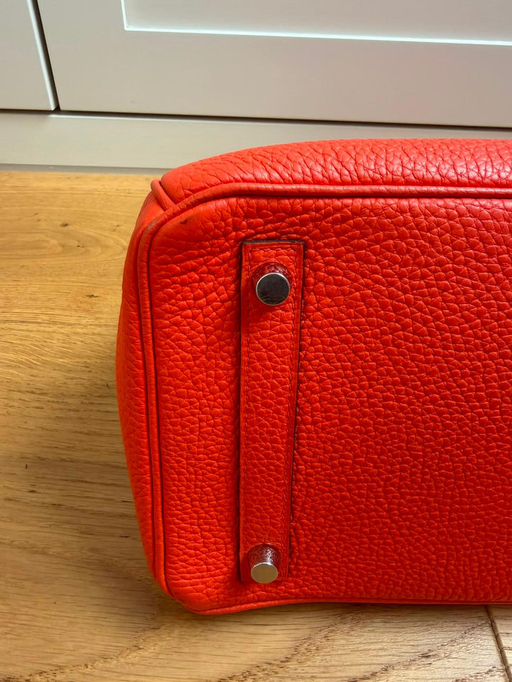 HERMÈS Orange Togo Leather PHW Birkin 30 Stamp X 2016