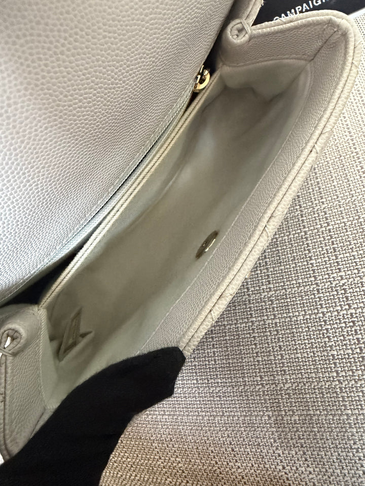 CHANEL series 27 Light Grey Caviar LGHW Coco Handle Size Small with Detachable Shoulder strap 2018