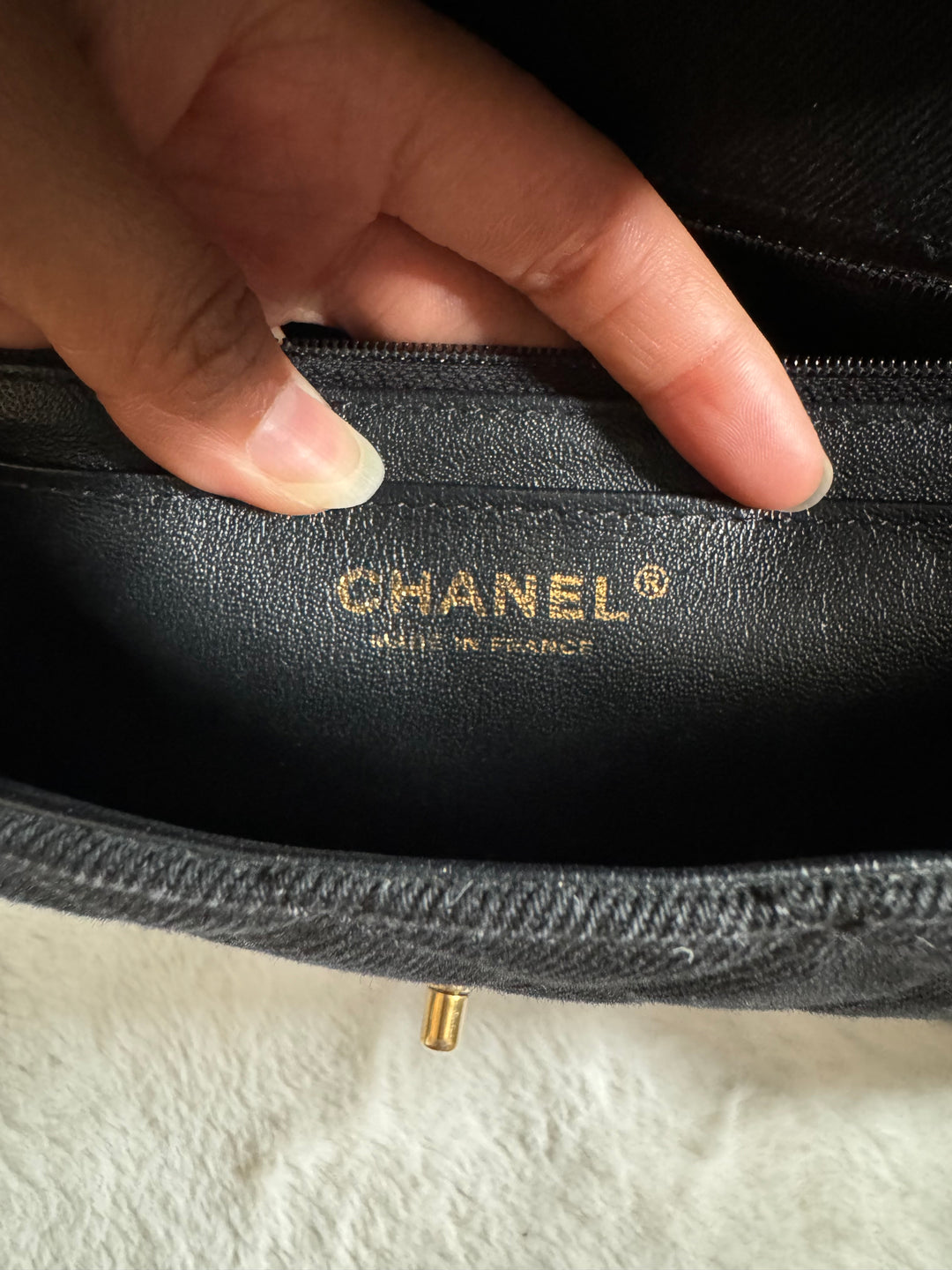 Chanel series 26 Black Denim LGHW Braided in Gold/White/Black Medium Flap Bag