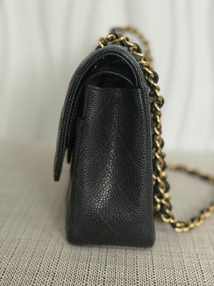CHANEL Series 24 2017 Black Caviar GHW Medium M/L 11.12 Timeless Classic Double Flap Bag