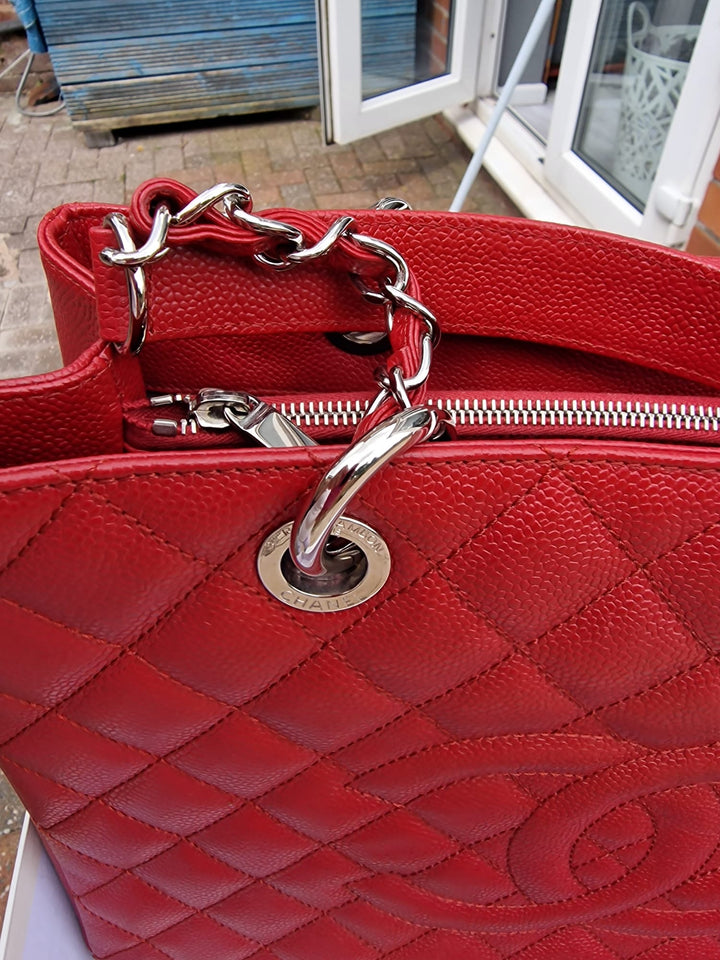 Chanel series 17 2012 Red Caviar SHW Grand Shopping Tote Bag (GST)