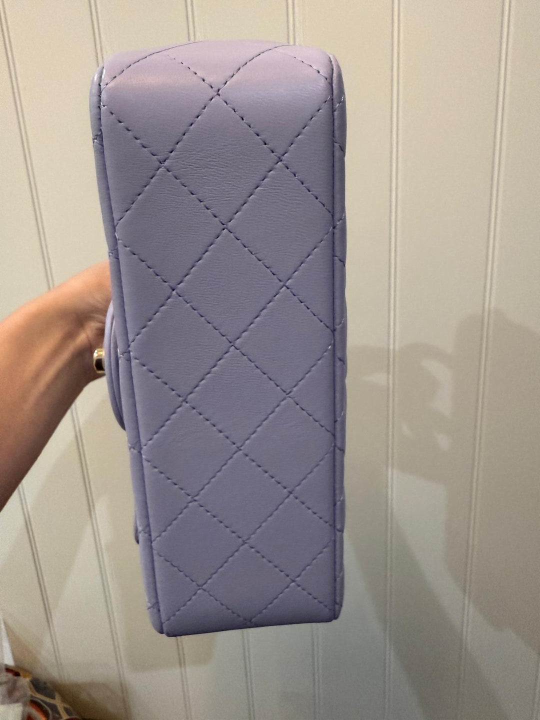 CHANEL 21K collection 2021 Light Purple Lambskin LGHW Mini rectangular flap bag with Leather Top Handle