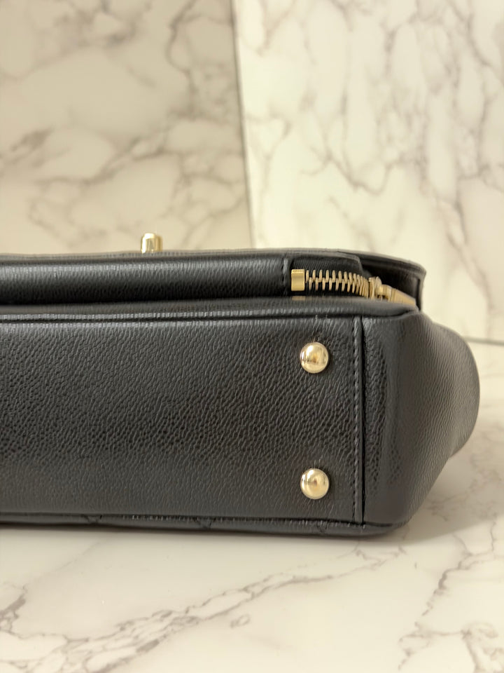 CHANEL Black Caviar LGHW Medium Business Affinity Flap Bag Microchipped