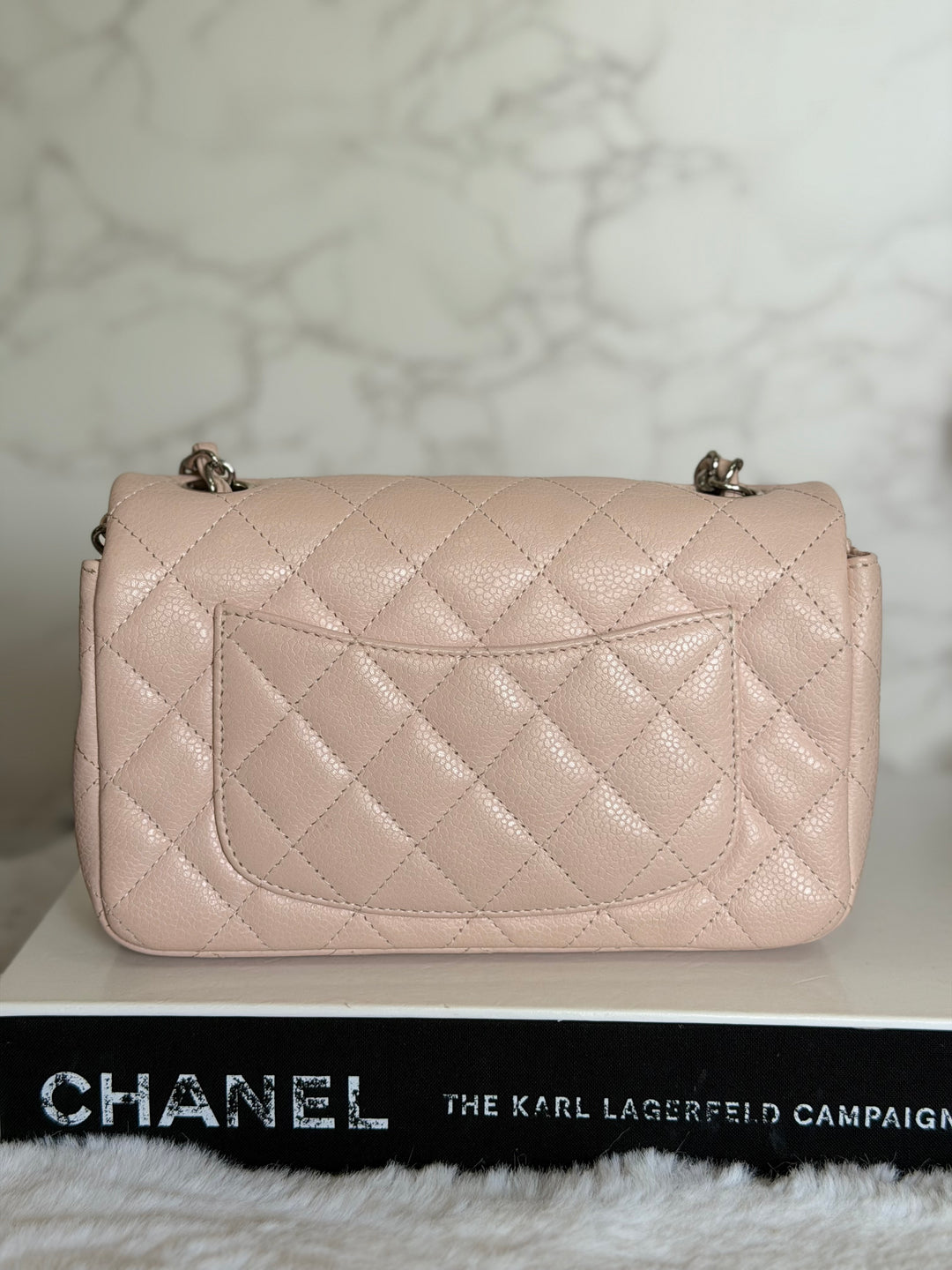 CHANEL series 18 Light Sakura Pink Caviar SHW Mini Rectangular Flap Bag 2014 14C collection