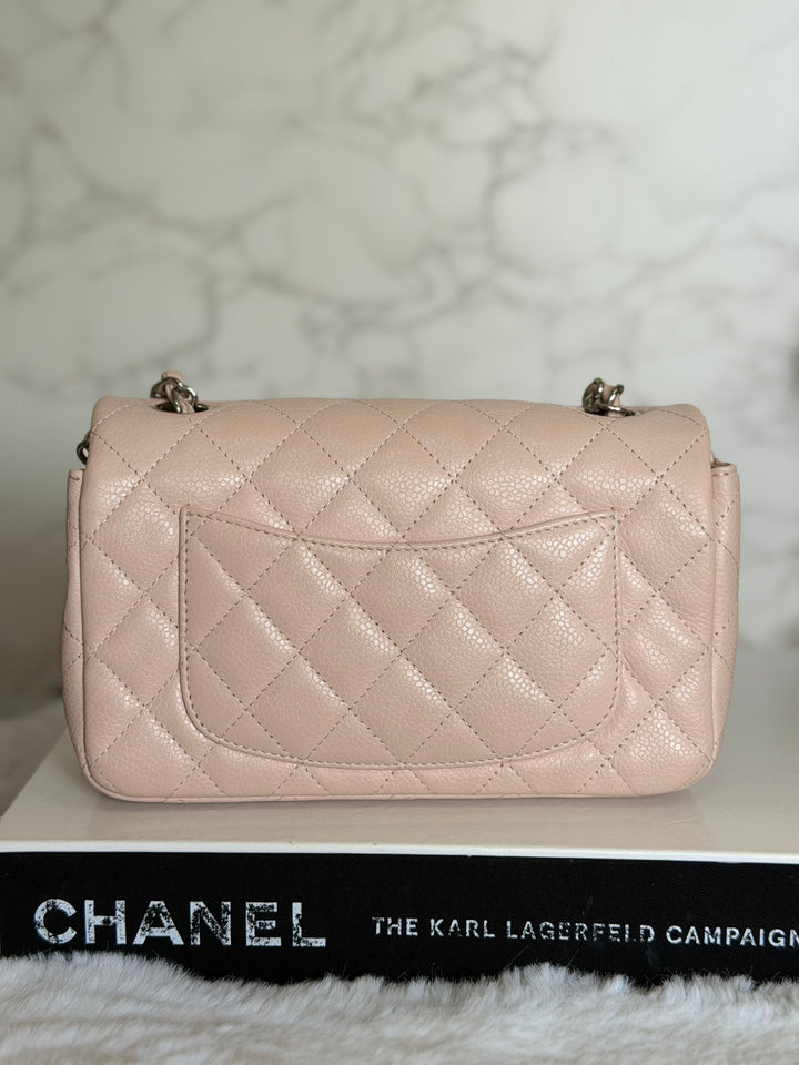 CHANEL series 18 Light Sakura Pink Caviar SHW Mini Rectangular Flap Bag 2014 14C collection