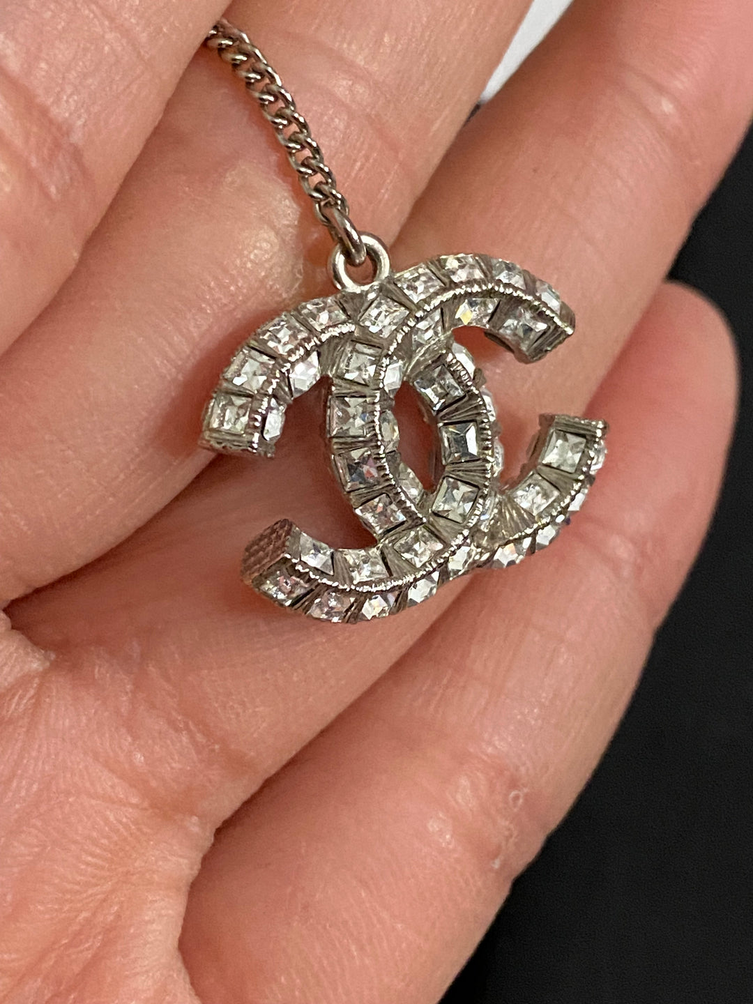 Chanel Crystal Earrings Silver Hardware