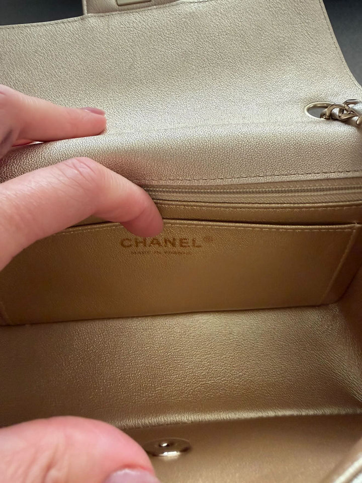 CHANEL series 31 21P Collection Iridescent Gold Lambskin LGHW Mini Rectangular Flap Bag 2021