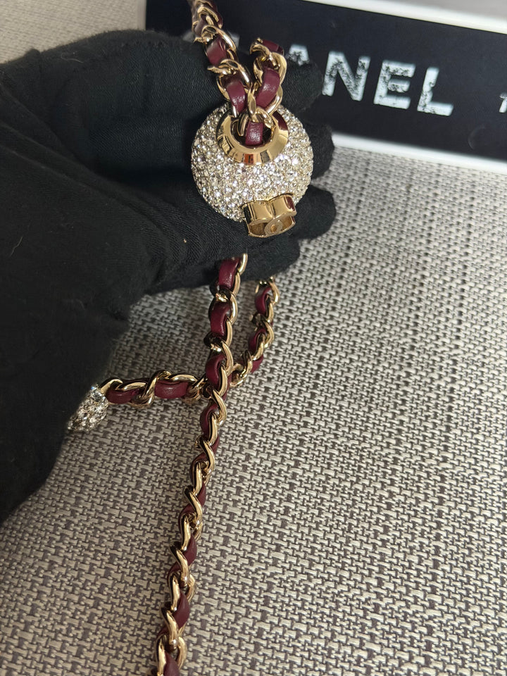 CHANEL series 31 Burgundy Dark Red Velvet Crystal Pearl Crush Adjustable Strap Mini Rectangular Flap Bag 2020/2021