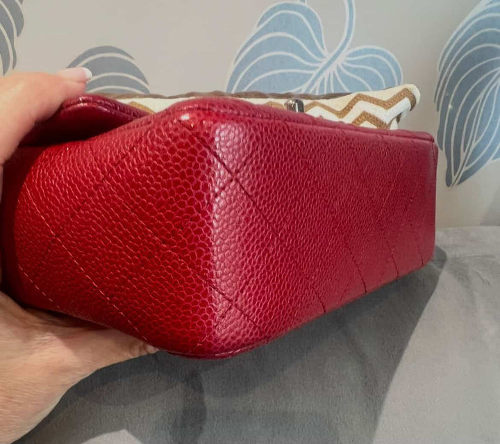 CHANEL series 20 15C 2015 True Pearly Red Caviar SHW Mini Rectangular Flap Bag