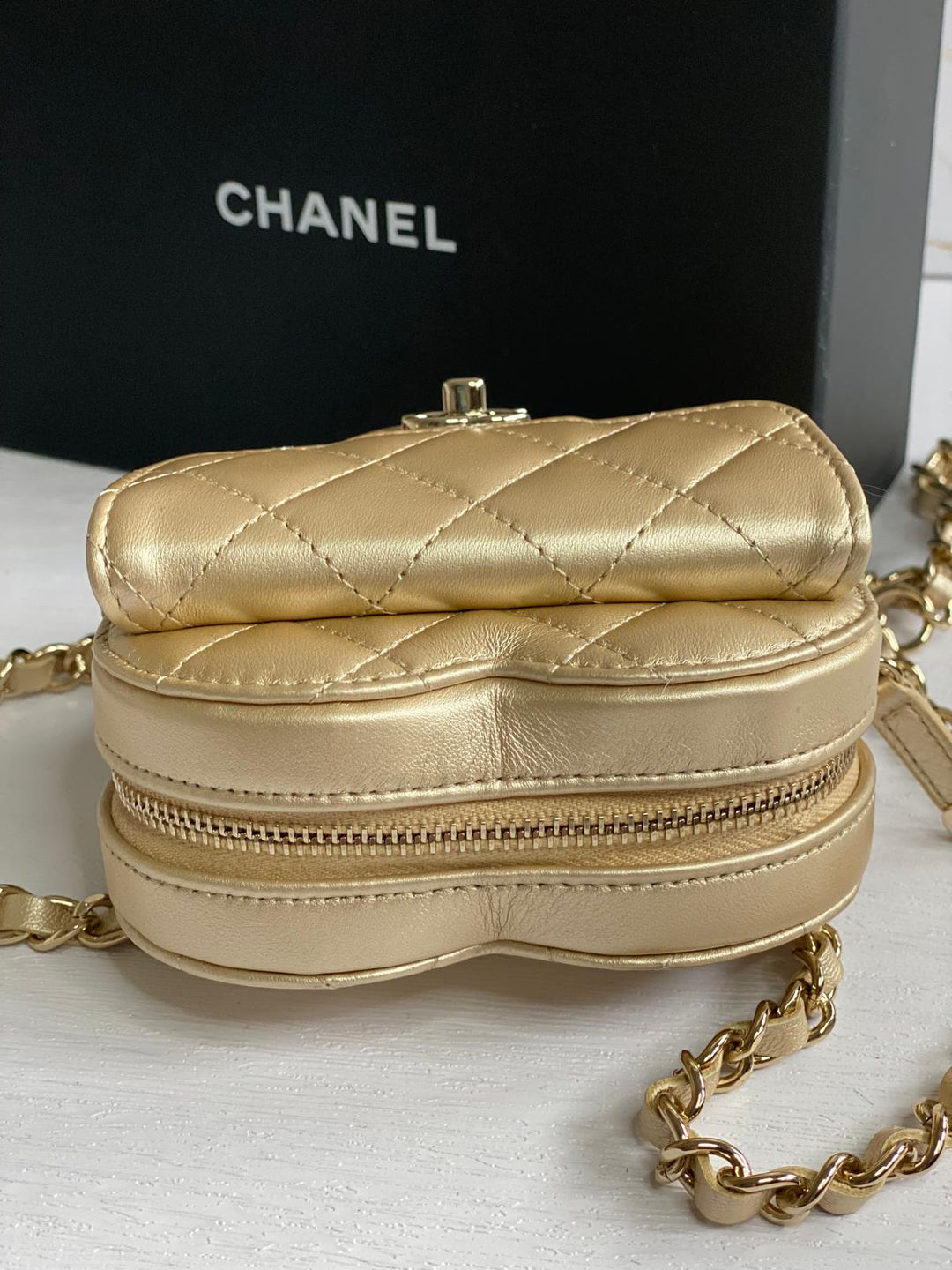 Chanel 22S 2022 Gold Lambskin LGHW Heart Belt bag