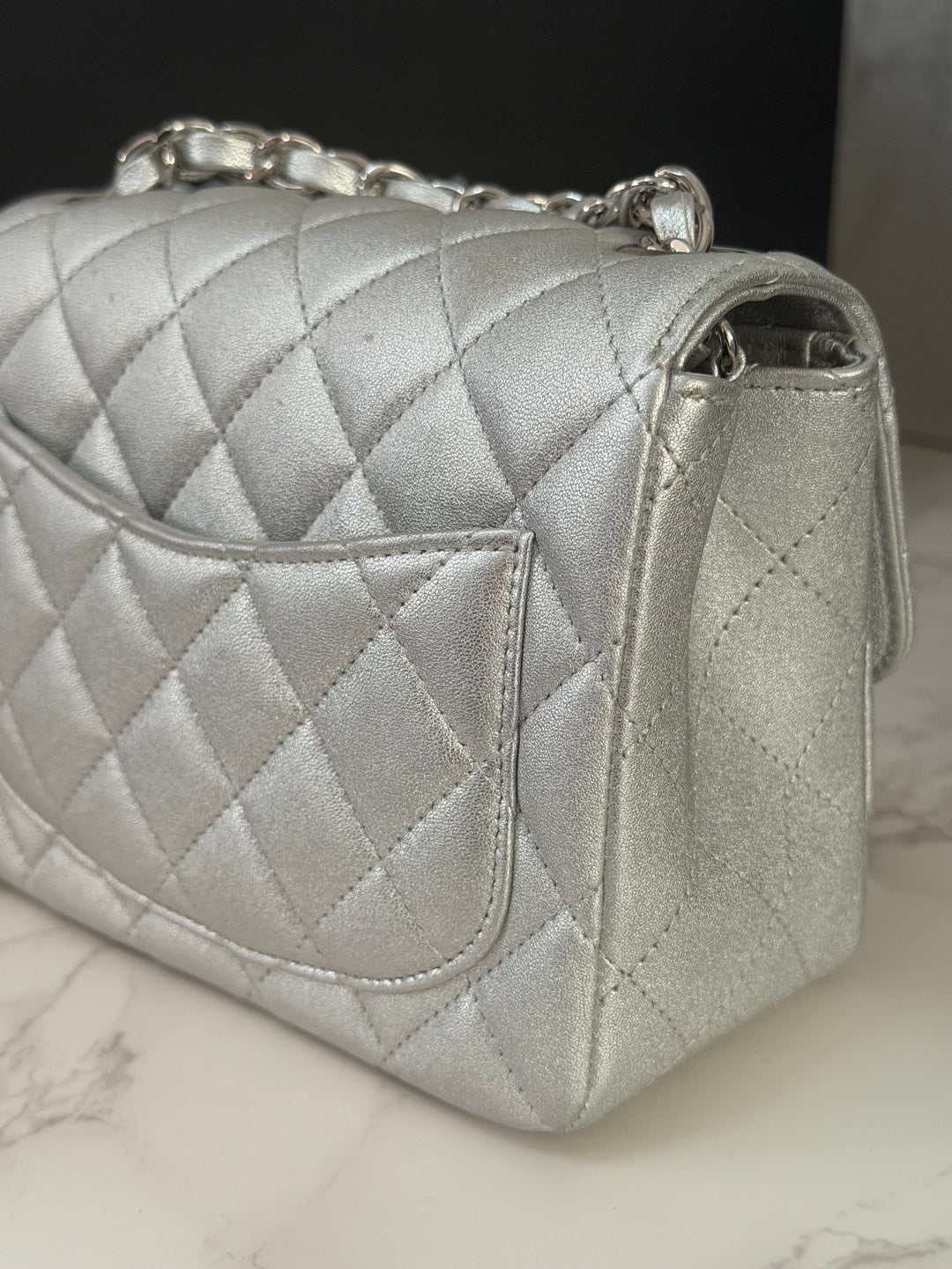 Chanel Series 31 21P Collection Iridescent Silver lambskin SHW Square Mini Flap Bag 2021