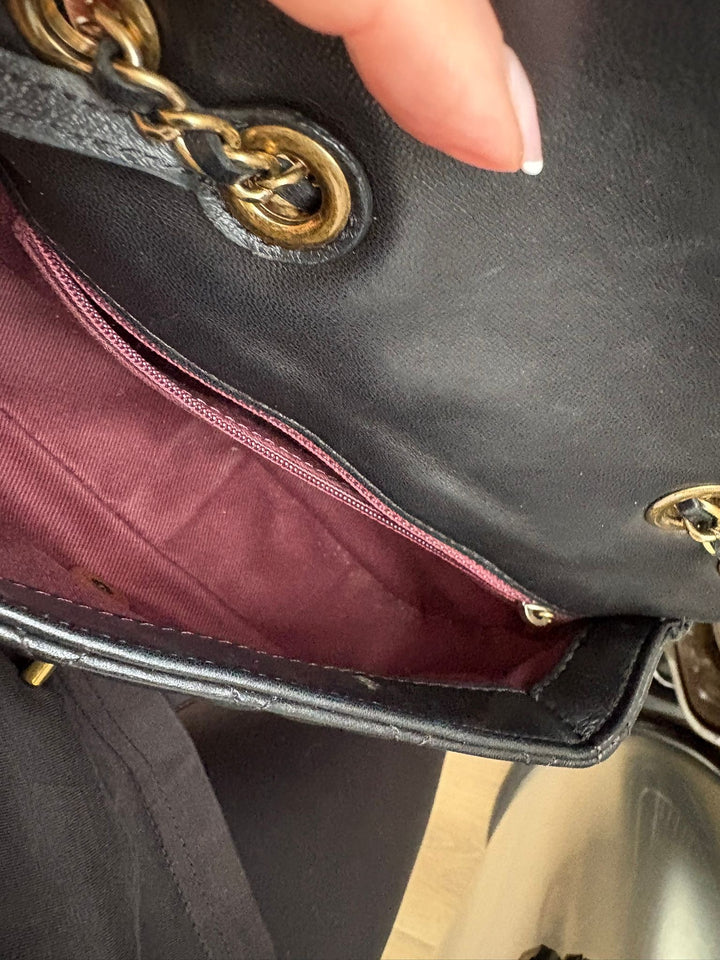 CHANEL series 20 Black Lambskin Anyique GHW Mini Flap Bag Seasonal Minaudières 2014 Limited Runway “meat package” collection
