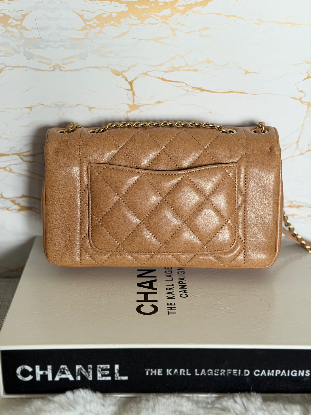 CHANEL series 21 Caramel Brown Lambskin aged GHW Diana Reissue Flap Bag size SMALL 2015