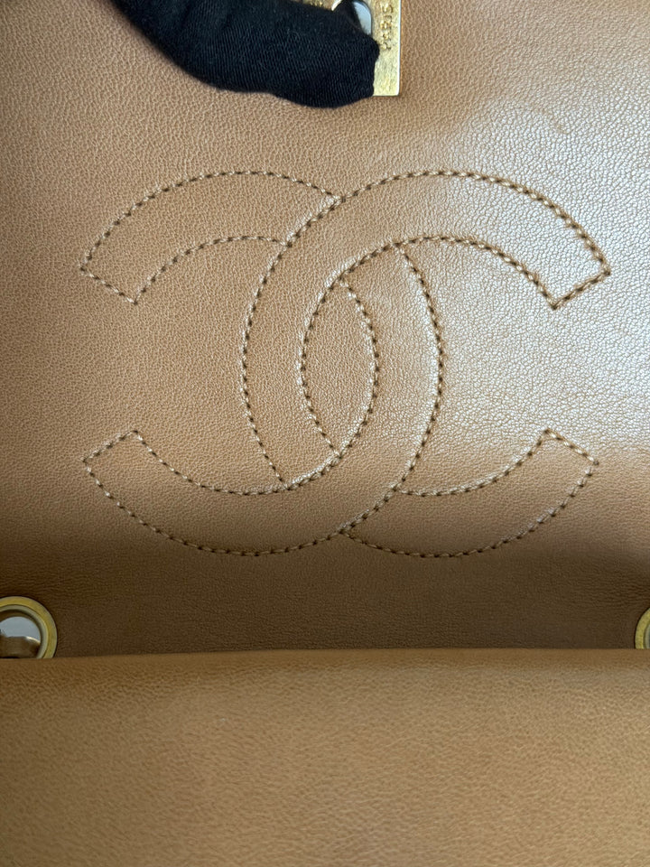 CHANEL series 21 Caramel Brown Lambskin aged GHW Diana Reissue Flap Bag size SMALL 2015