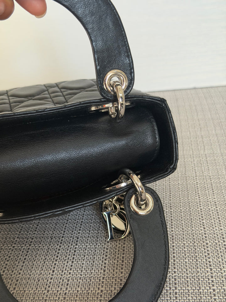 DIOR Lady Dior Mini Vintage Black Lambskin Silver hardware SHW 2006