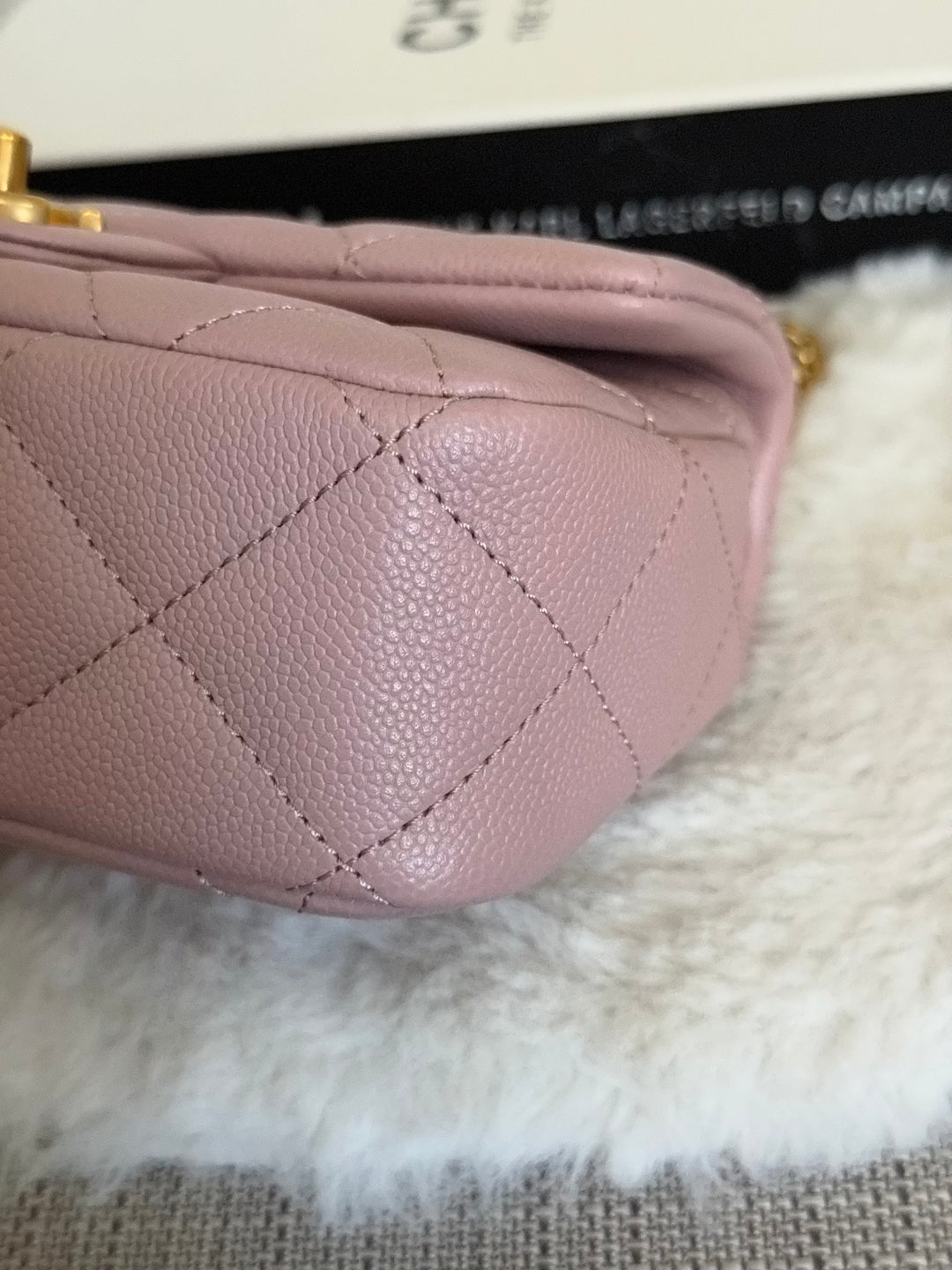 CHANEL 24P Muted Mauve Pink Caviar Heart Adjustable Chain Flap Bag with aged GHW 2024