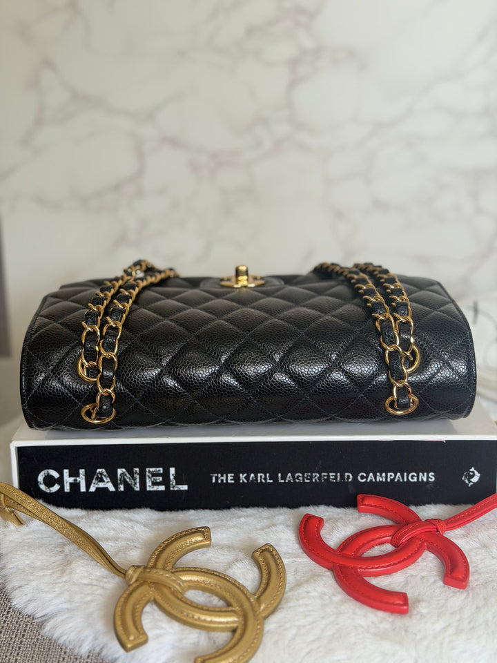 CHANEL series 29 Black Caviar GHW Medium ML Timeless Classic Double Flap Bag 2020