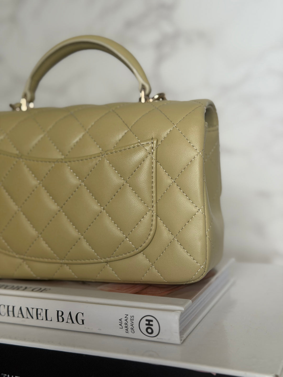 CHANEL 23A Pistachio Green Lambskin LGHW Mini Rectangular Flap Bag with Top Handle 2023