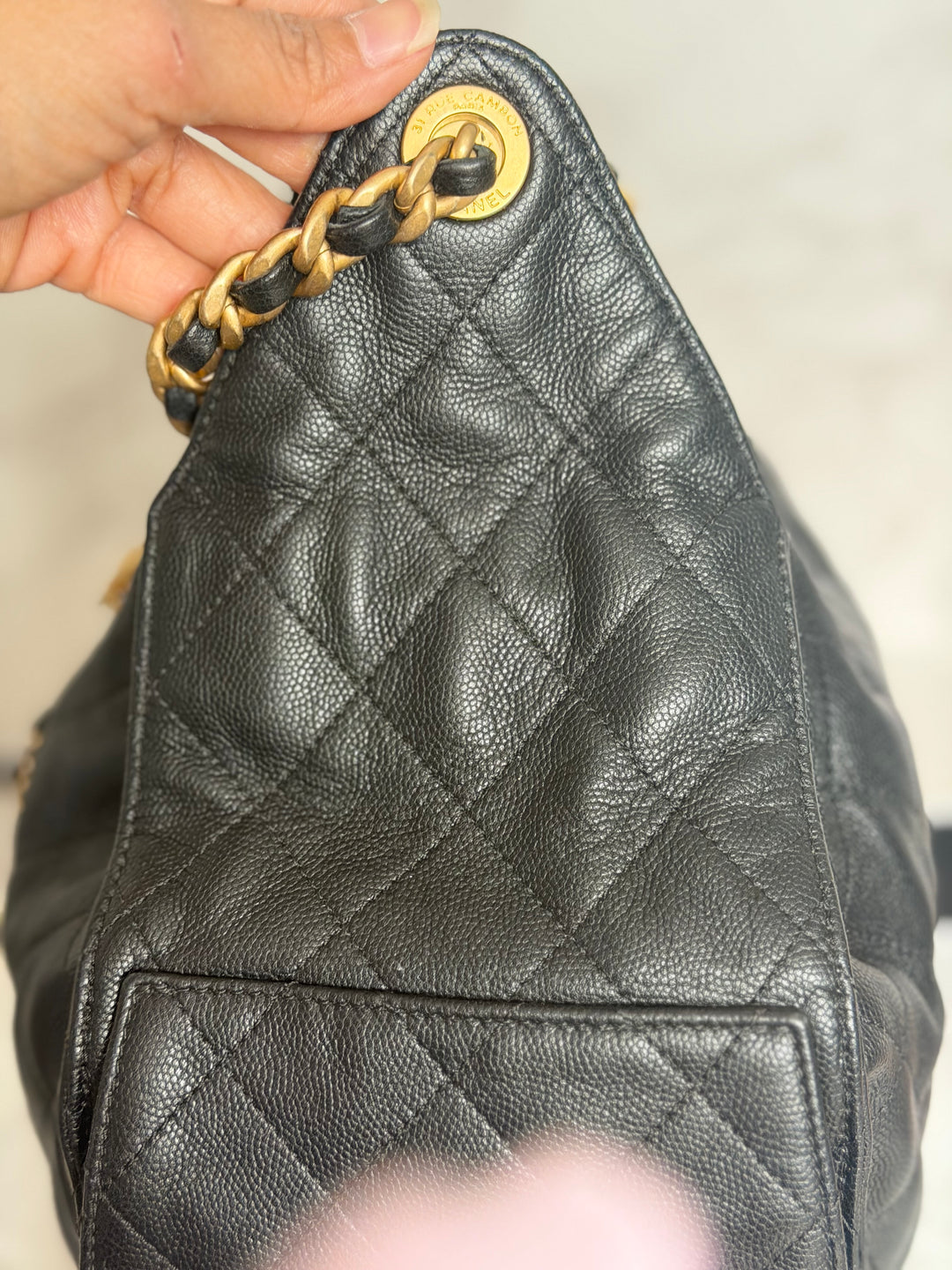 CHANEL Black Caviar aged GHW 25 Hobo Bag size Medium with detachable pouch 2025