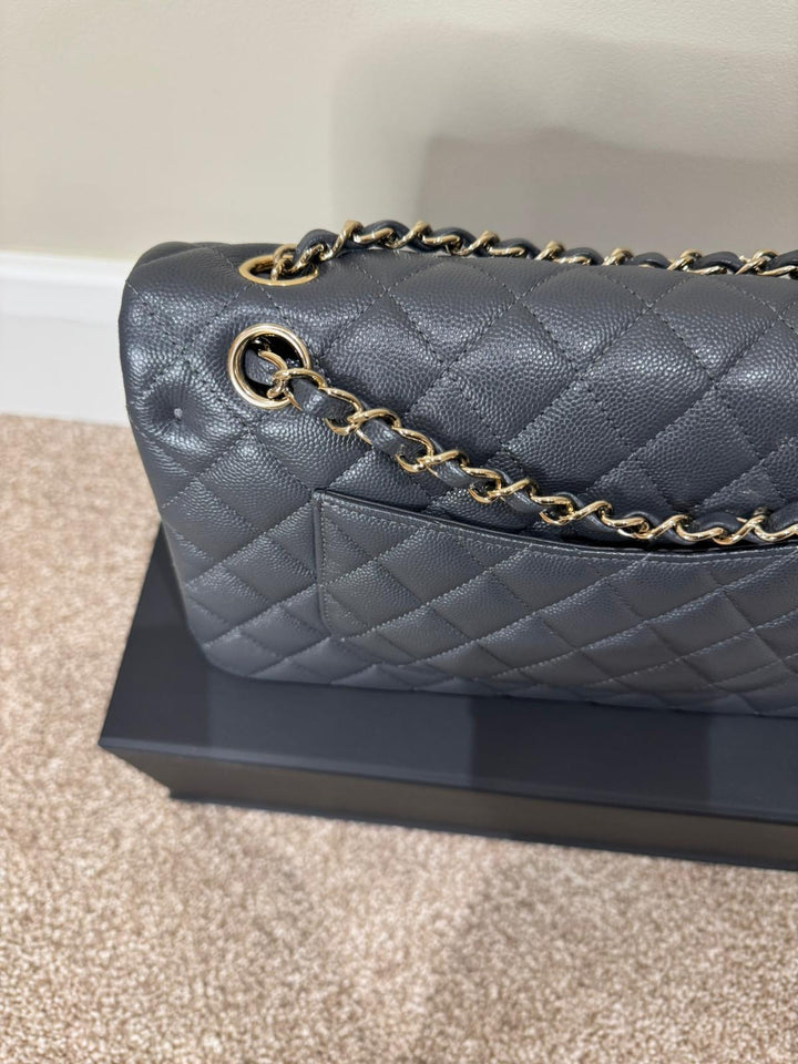 CHANEL 21B 2021 Dark Grey Caviar LGHW Medium ML Timeless Classic Double Flap Bag
