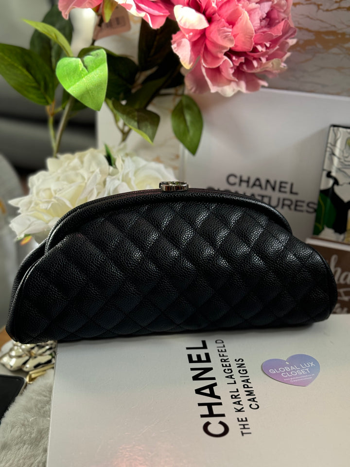 Chanel series 15 Black Caviar SHW Classic Clutch