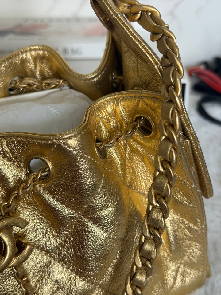 CHANEL 26C Gold Caviar Mini 25 Hobo Bag with Aged GHW 2026