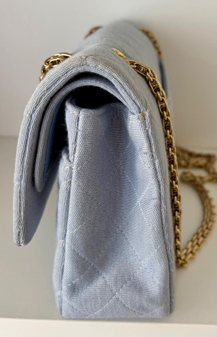 CHANEL Light Blue Jersey Reissue Flap Bag GHW