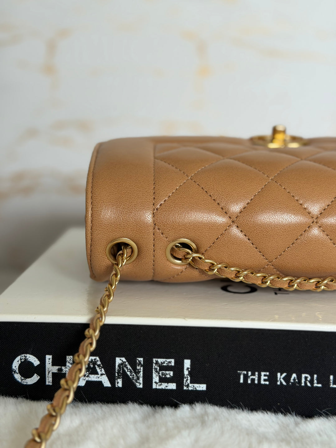 CHANEL series 21 Caramel Brown Lambskin aged GHW Diana Reissue Flap Bag size SMALL 2015