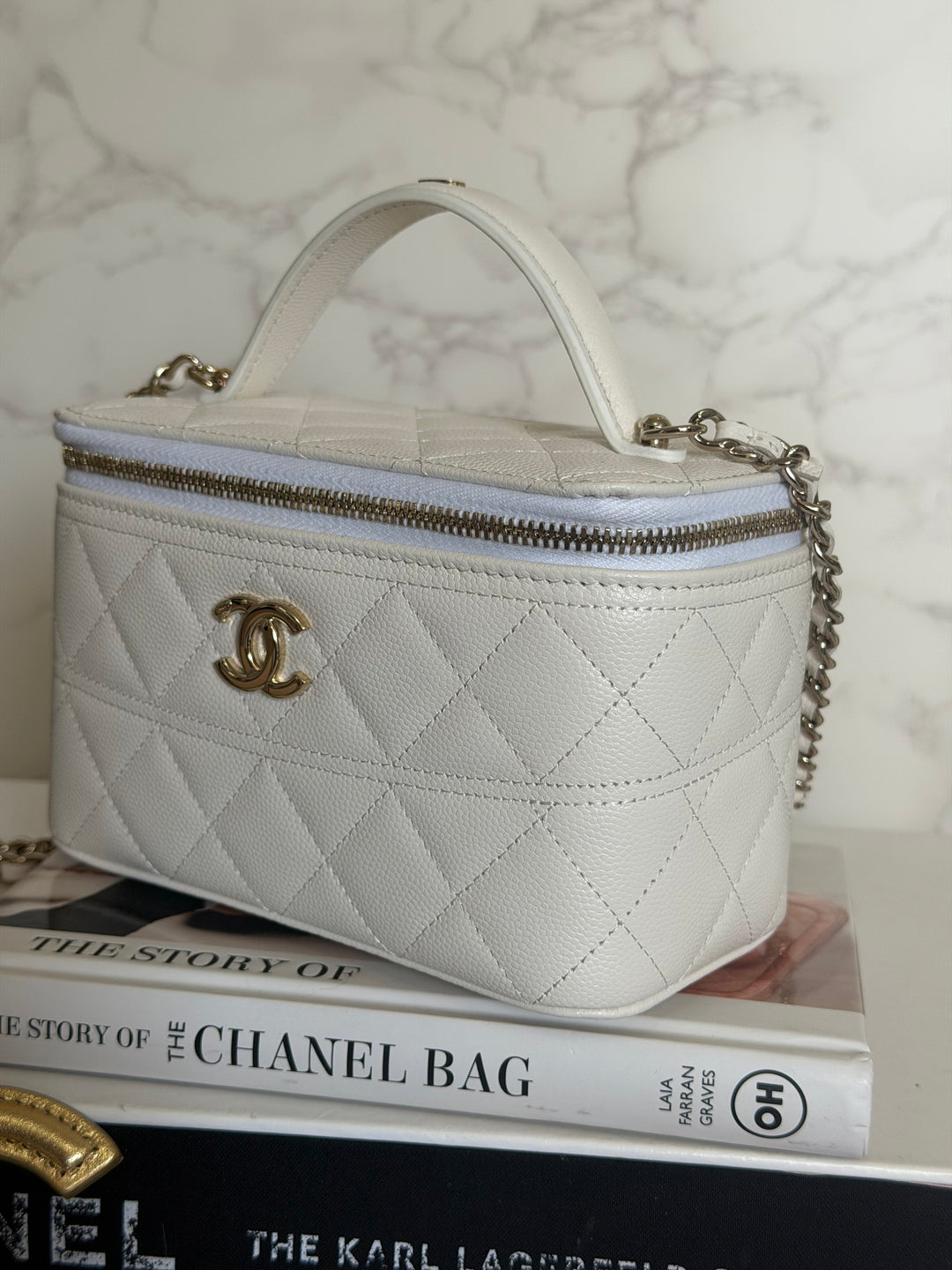 CHANEL 26C White Caviar LGHW Small Vanity with Top Handle 2026