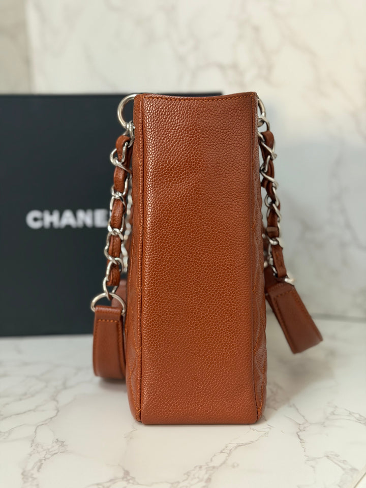 CHANEL series 19 Brown/Tan Caviar Petite Shopping Tote (PST) Bag