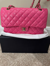 Load image into Gallery viewer, CHANEL 21C collection series 30 Barbie Pink Caviar LGHW Medium Timeless Classic Double Flap Bag
