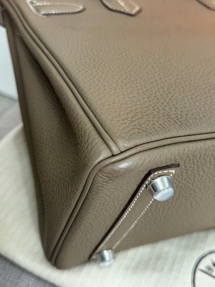 Hermès Etoupe Togo Leather PHW Birkin 30 Stamp A 2017