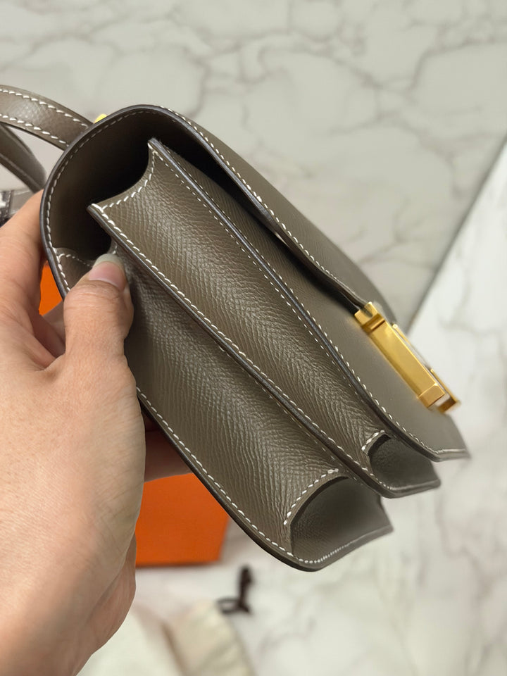 Hermes Constance 18 Etoupe Epsom Leather GHW Flap Bag Stamp D 2019