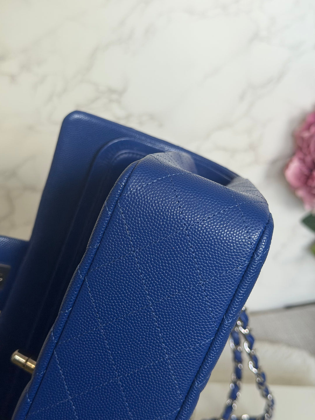 CHANEL Dark Blue Caviar SHW Medium ML Classic Timeless Double Flap Bag 21K collection 2021