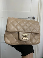 Load image into Gallery viewer, Chanel series 20 15C 2014/2015 Cruise Collection Pearly Beige Caviar Brushed GHW Square Mini Flap Bag
