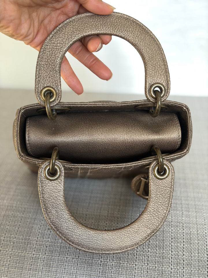 Dior Lady Dior Mini In Bronze Lambskin Bronze Hardware 2007