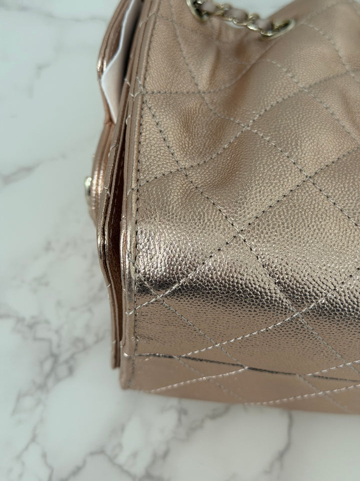 CHANEL 26C collection Mini 25 Hobo Bag in Rose Gold (Copper) Caviar Shiny GHW