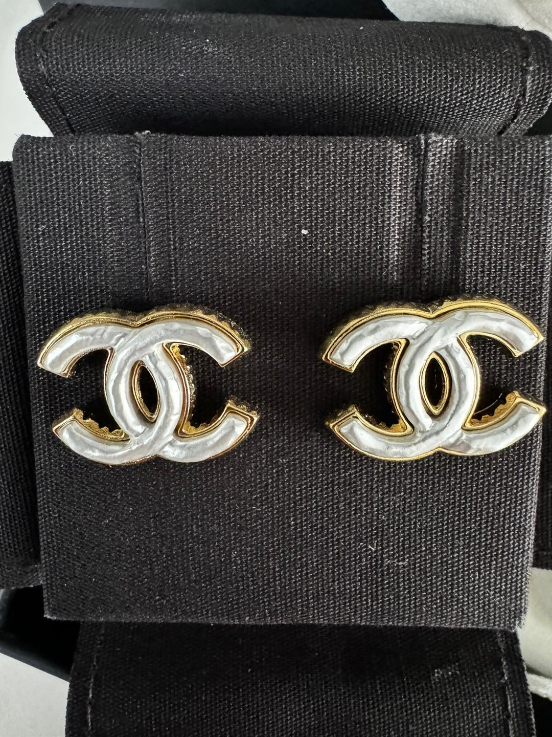 Chanel 24A 2024 Fall/Winter Gold with White Earrings
