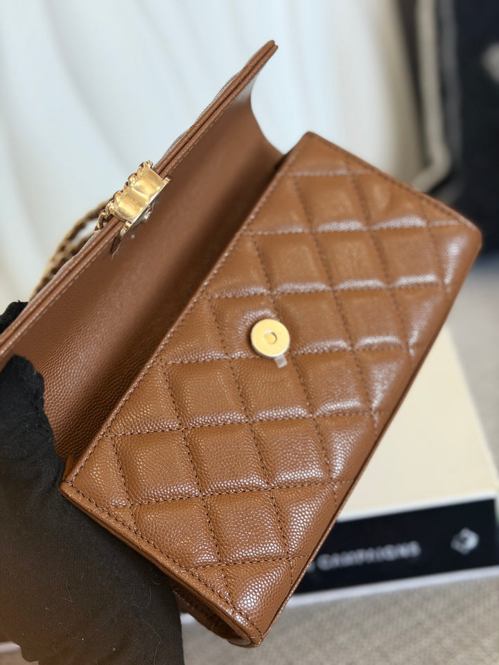 CHANEL 26P Brown Caviar LGHW Top Handle Vanity