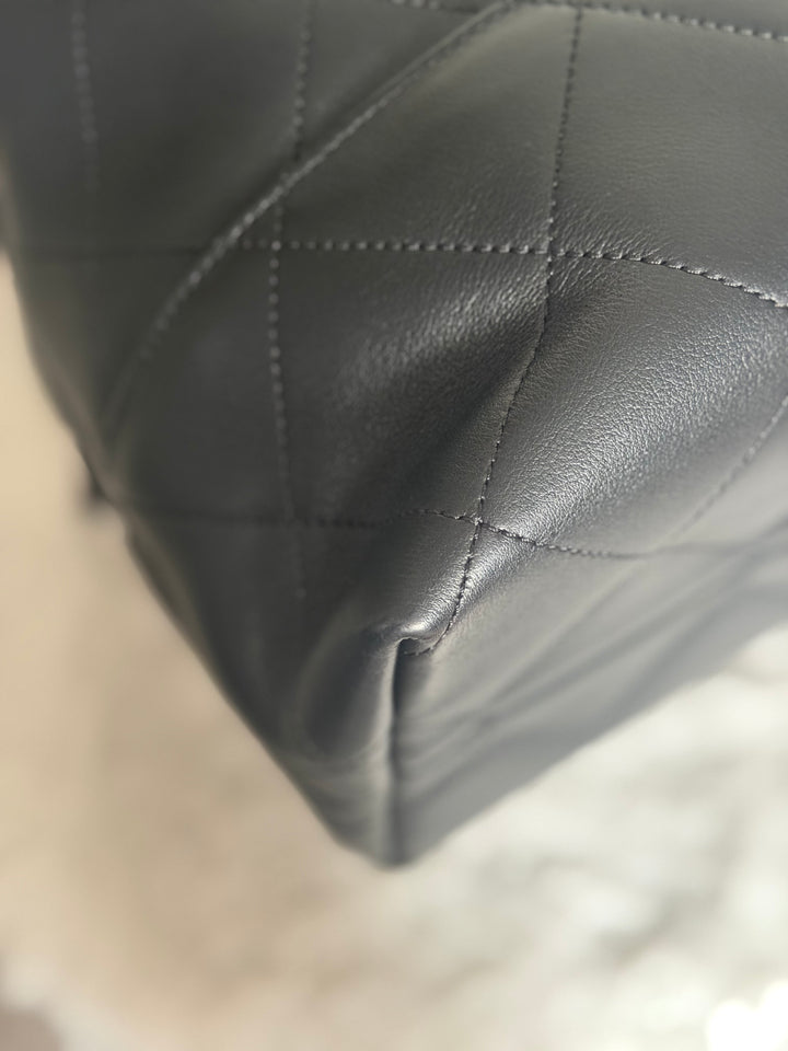 CHANEL 25A Black Calf Skin aged GHW Hobo Shopping Bag size Small 2025