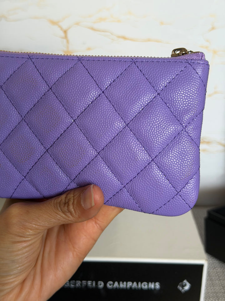 CHANEL series 28 20S purple caviar LGHW Mini O Case Pouch 15 cms