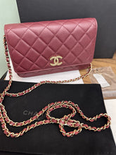 Load image into Gallery viewer, Chanel 22B 2022 Burgundy Caviar GHW Wallet on Chain (WOC)
