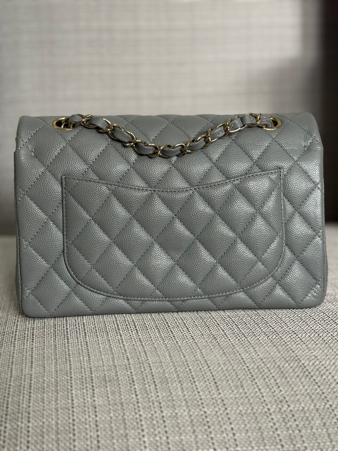 CHANEL Series 29 20C collection 2020 Grey caviar LGHW Small Timeless Classic double flap bag