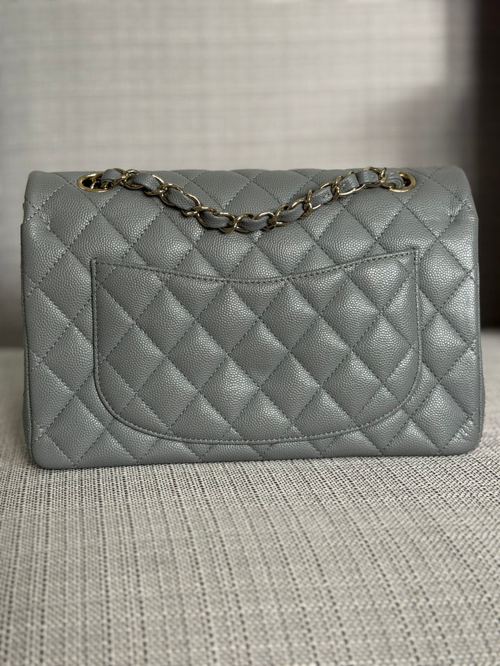 CHANEL Series 29 20C collection 2020 Grey caviar LGHW Small Timeless Classic double flap bag