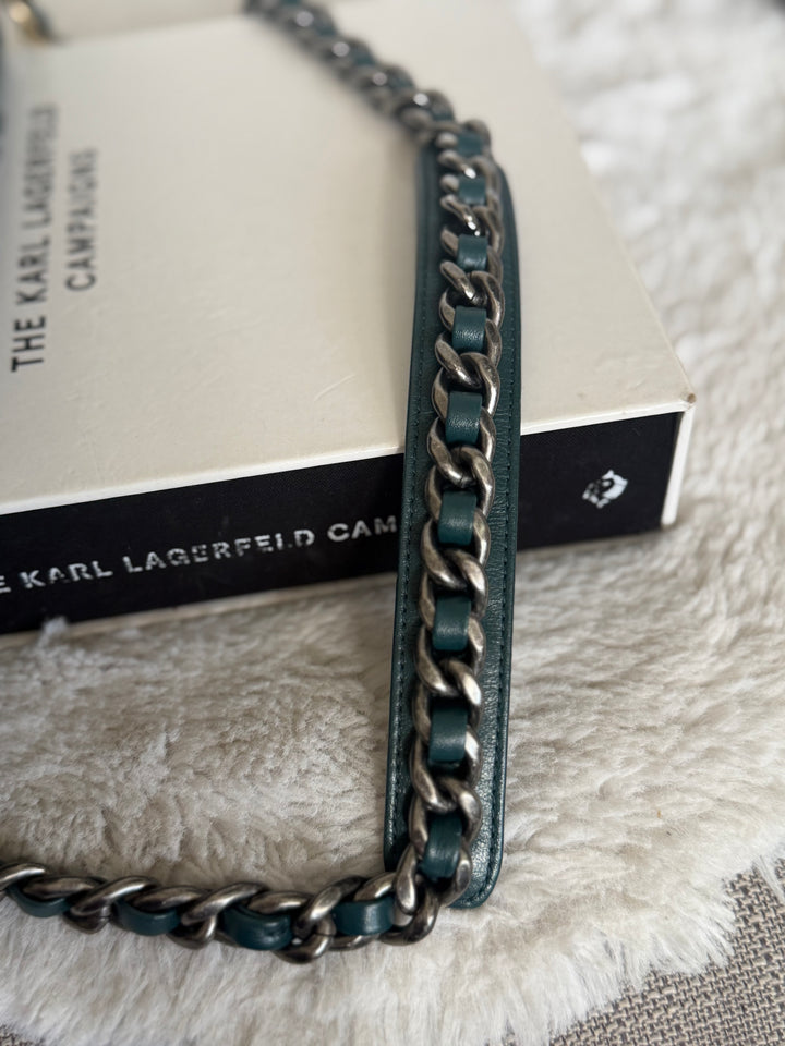 CHANEL 19 size SMALL in 20B Teal Dark Green Goat skin mixed hardware 2020