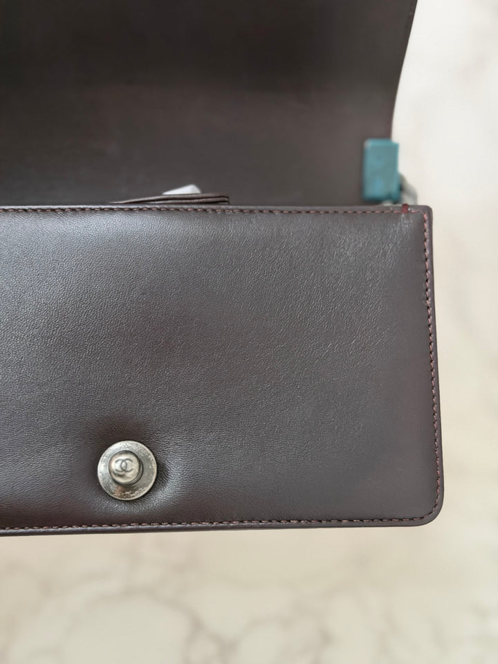 Chanel series 21 2015 Burgundy Lambskin Stingray SMALL Le Boy Flap Bag with Ruthenium HW