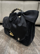 Load image into Gallery viewer, CHANEL 25K Collection 2025 Black Velvet Bow LGHW Mini Rectangular Flap Bag with Metal Top Handle
