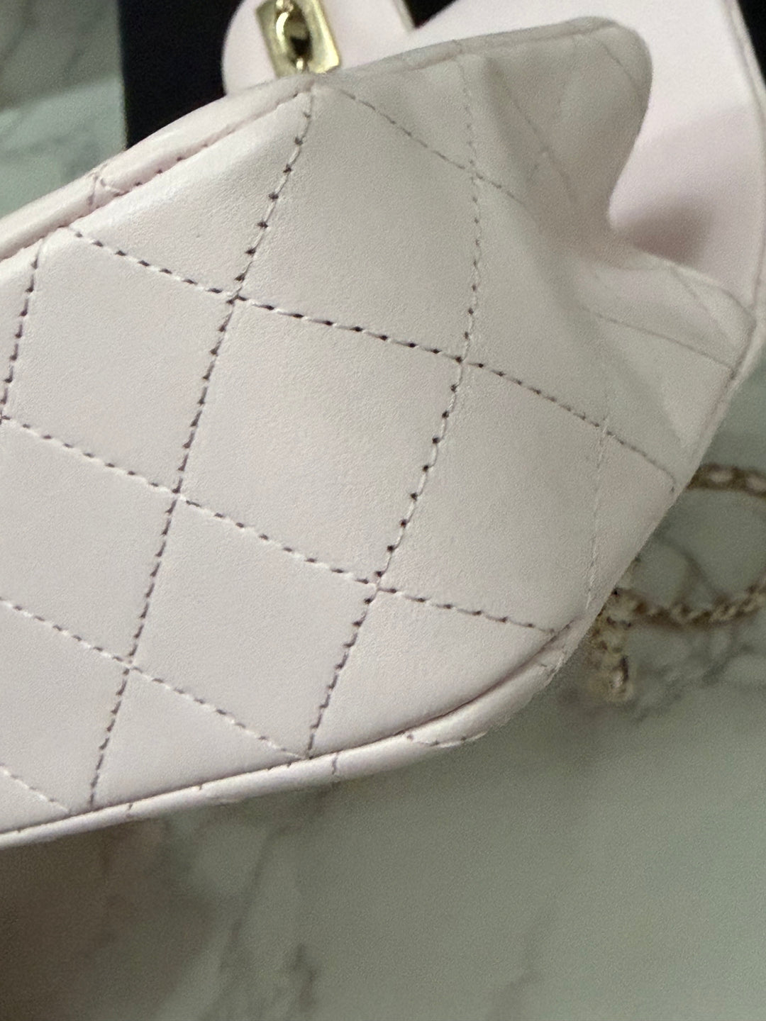 CHANEL 22P 2022 Sakura Light Pink Lambskin LGHW Mini Rectangular Flap Bag with Top Handle